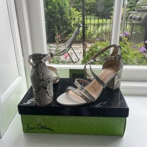 Sam Edelman Stacie Black/White Multi Bahamas Snake Print Leather 7.5 M